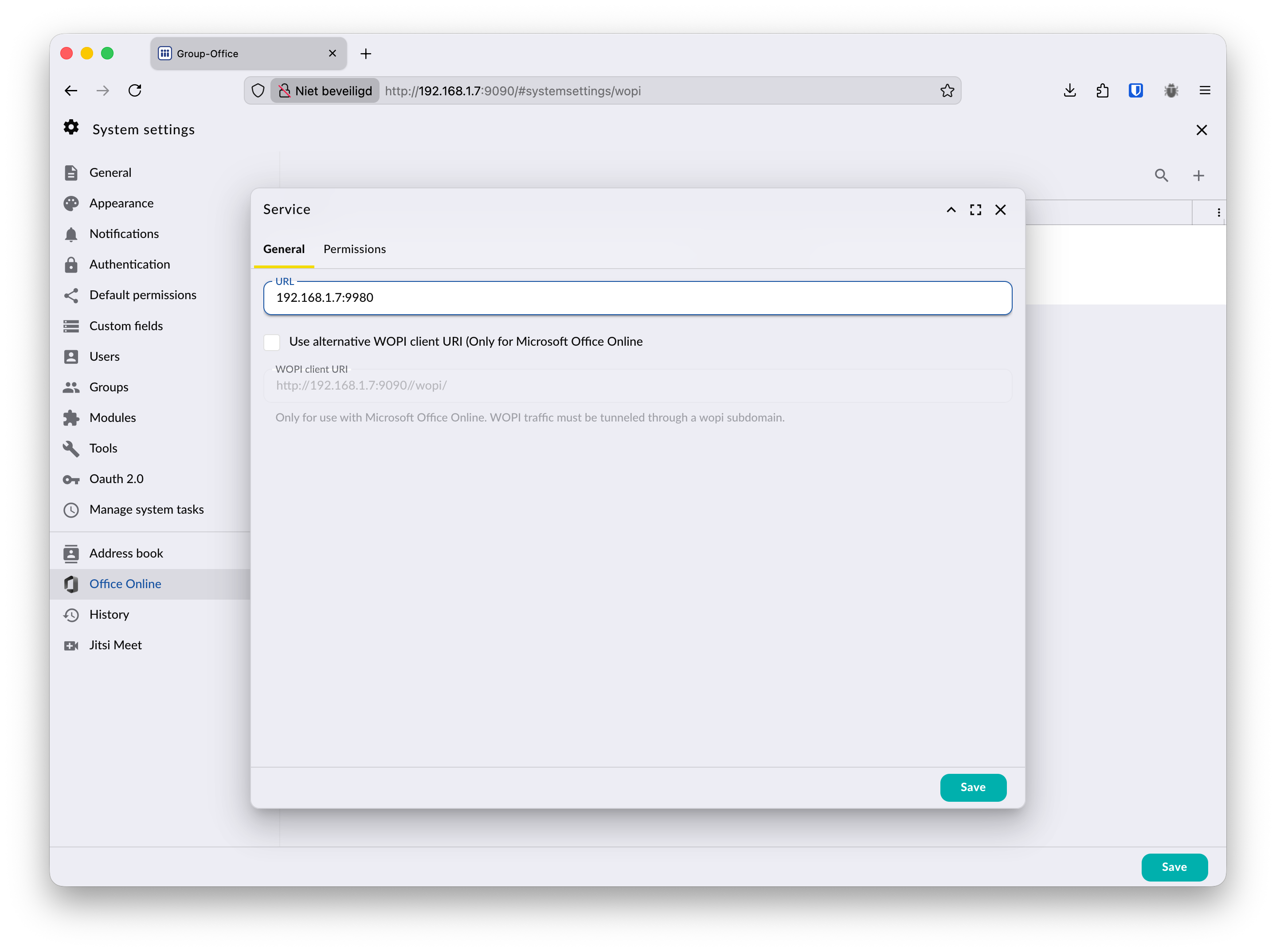 Configuring Collabora Service URL