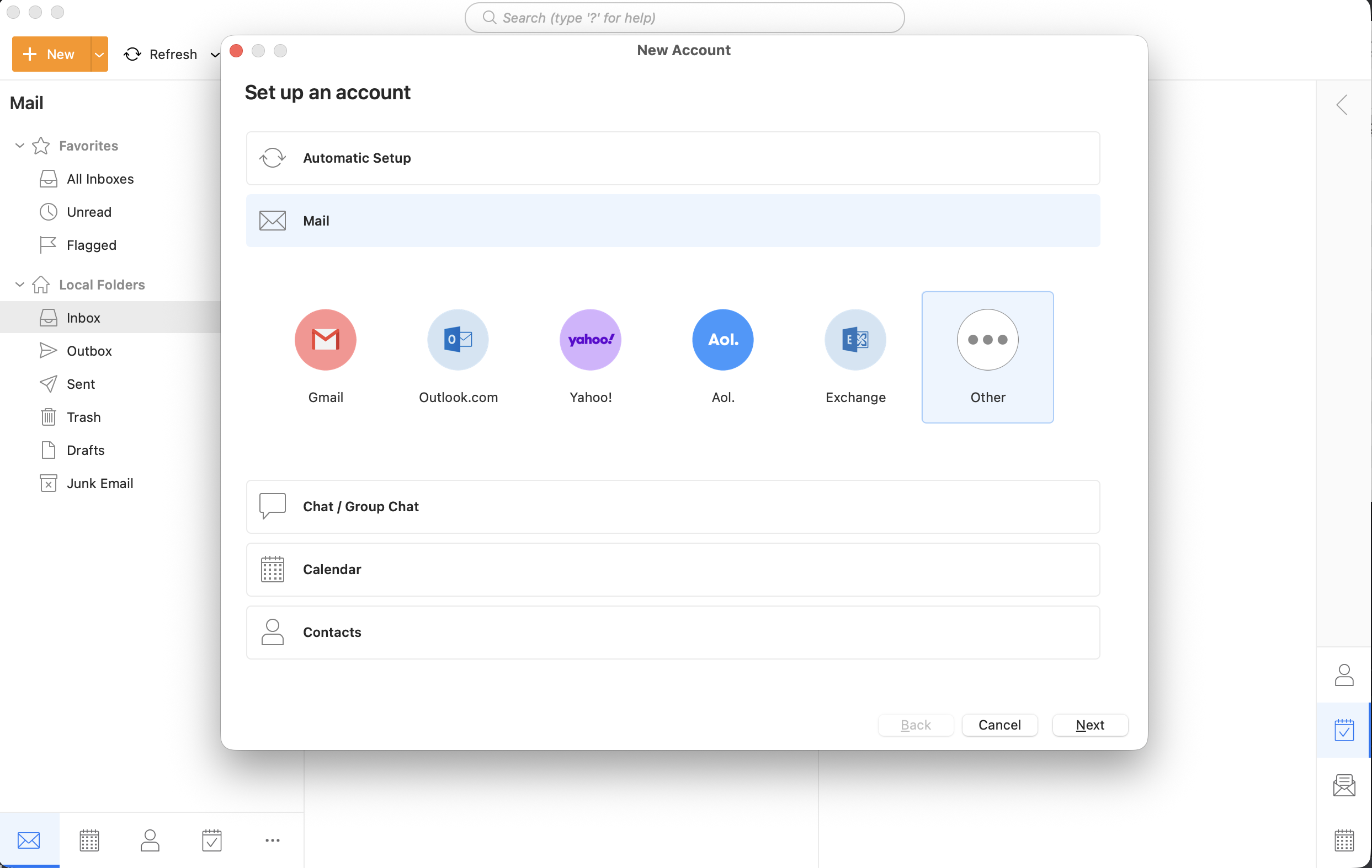 eM Client add mail account