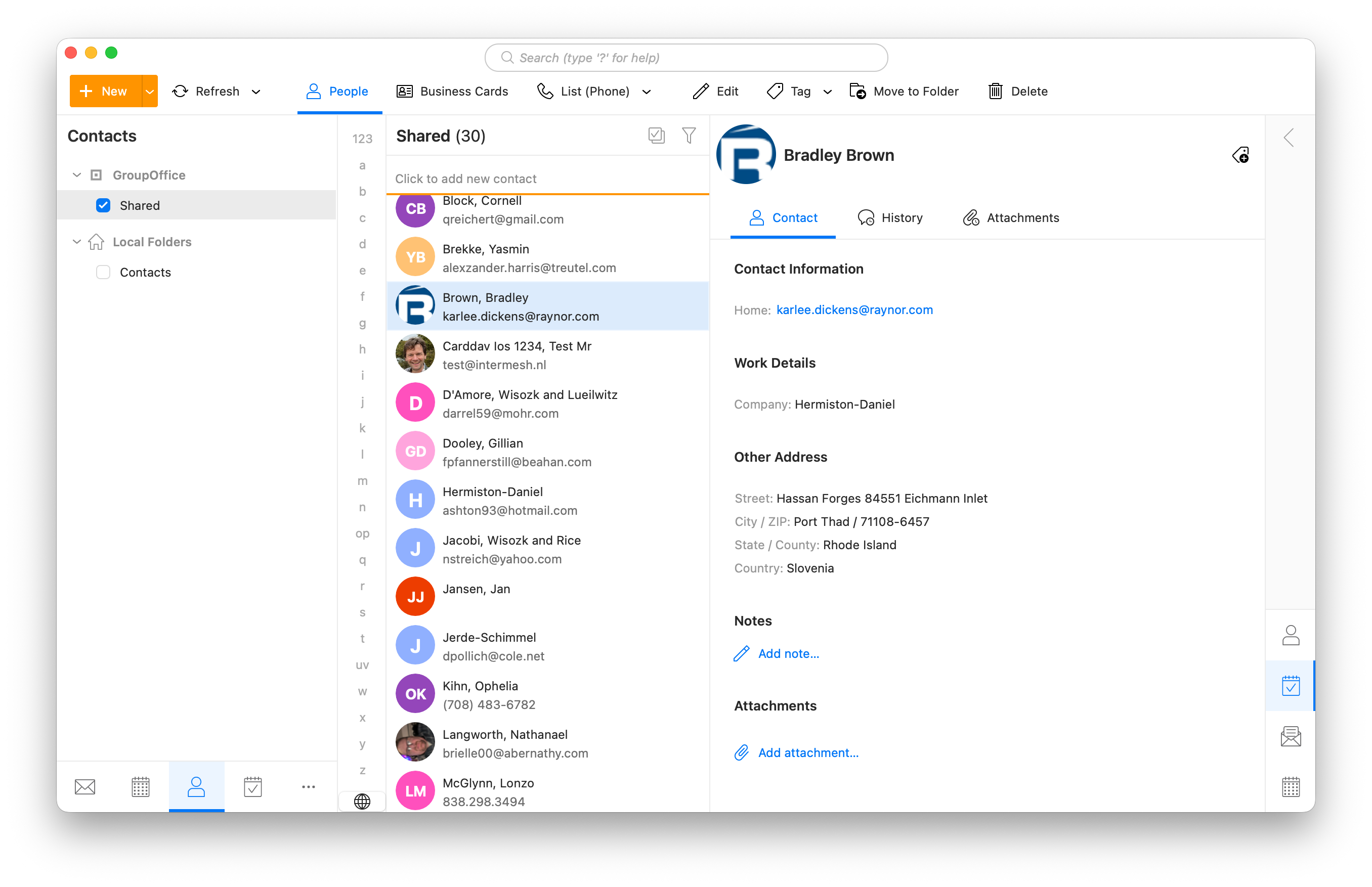 eM Client with GroupOffice contacts