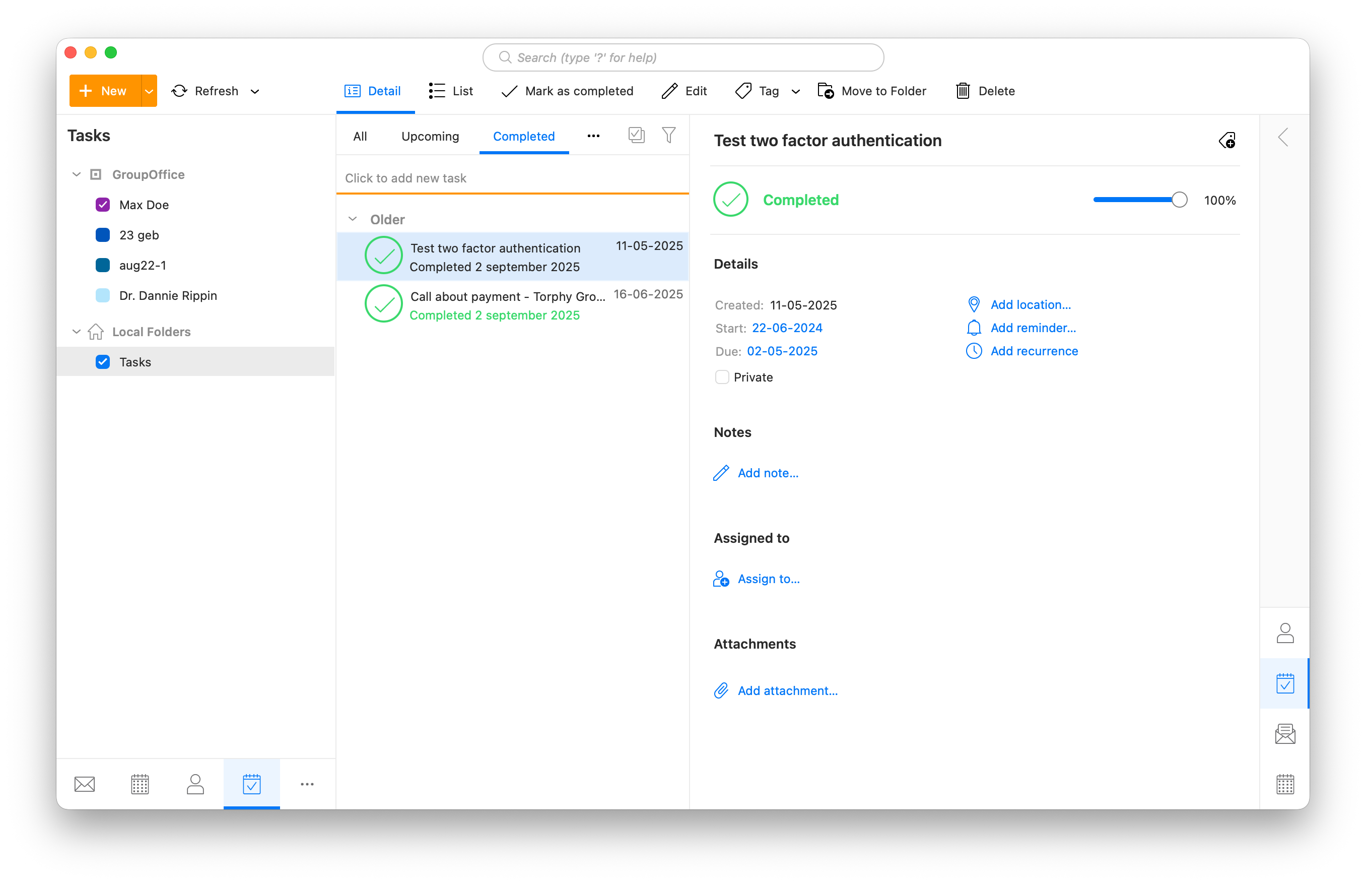 eM Client with GroupOffice tasks
