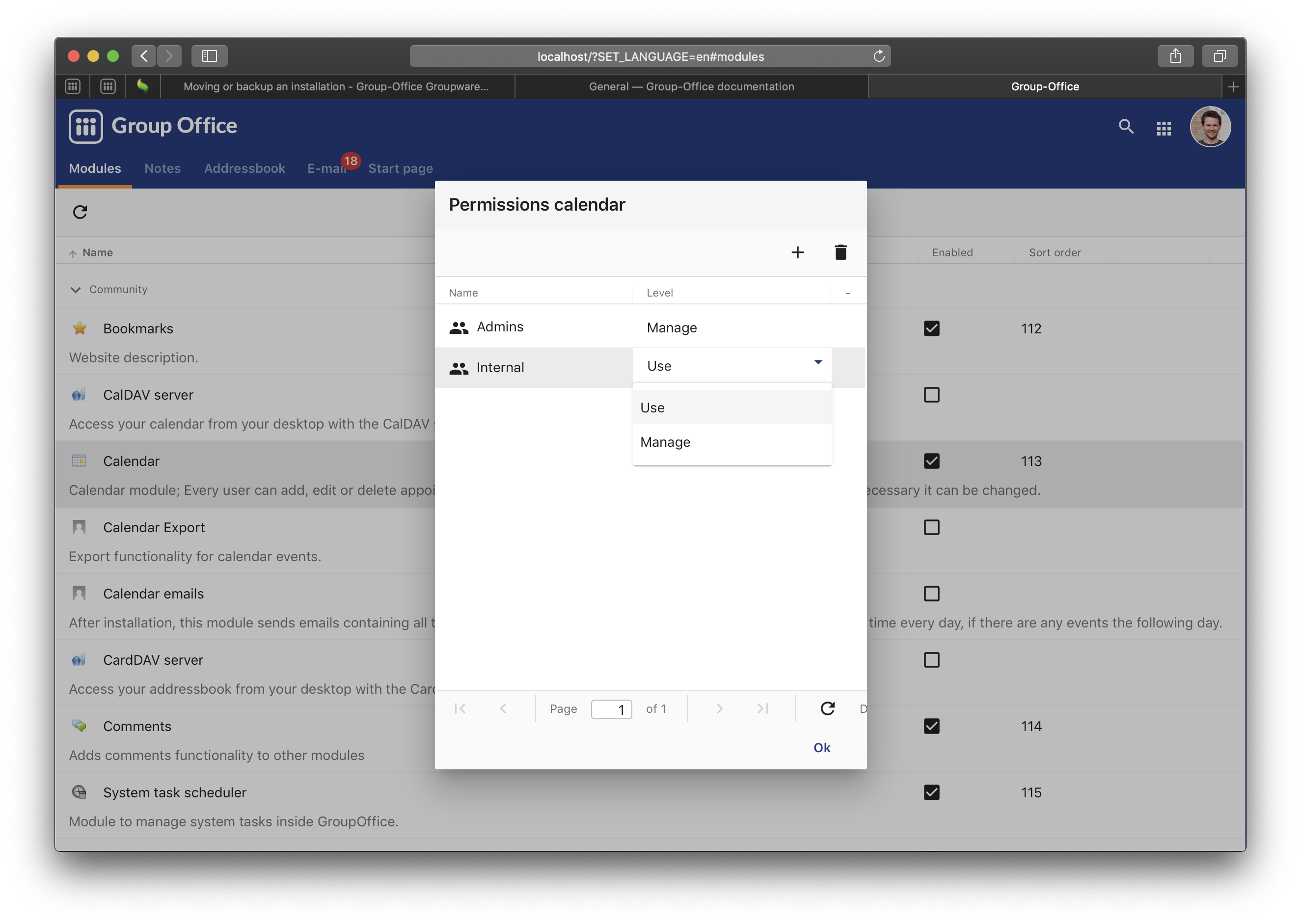 Module permissions