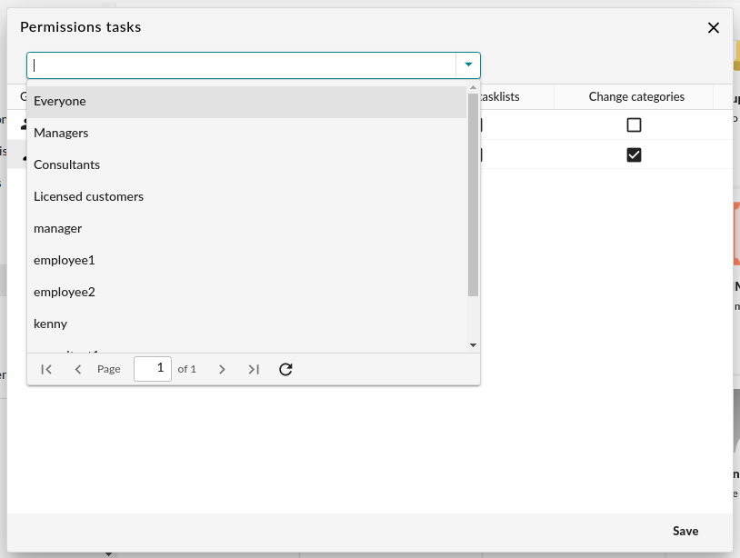 Add a group to task permissions