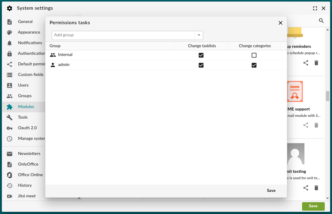 Module permissions